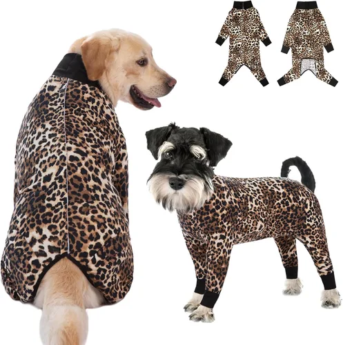 Vista 20 de Traje de recuperación para perros grandes y medianos después de la cirugía, mameluco antilameduras suave y transpirable para perros, alternativa al