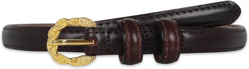 Vista 132 de Cinturón de cuero clásico con hebilla de metal para mujer con vestido de jeans