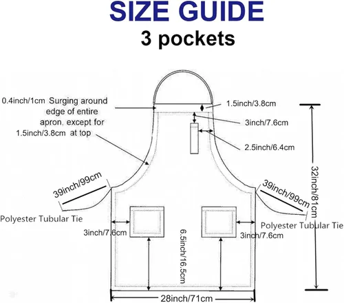 Vista 2 de Weavric Unisex Bib Bistro Apron with Long Ties, for Women Men Chef, Kitchen, Crafting, BBQ Drawing, 32x28 Inch