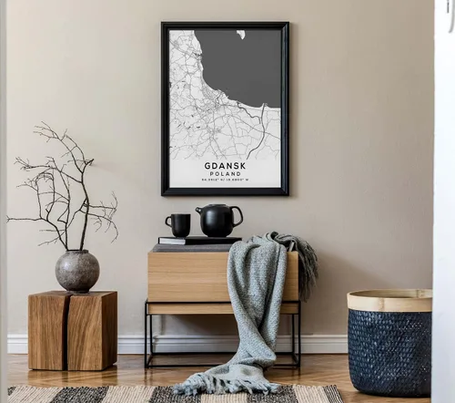 Vista 7 de Mapa de Gdansk, Polonia, Light 2 (16x20)