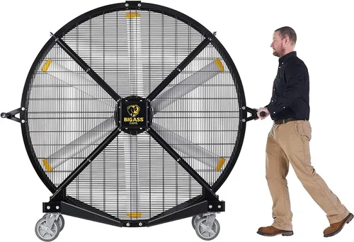 Vista 2 de Big Ass Fans - Black Jack, ventilador móvil de 6 pies para interiores y exteriores con ruedas, control de velocidad variable a bordo, jaula de acero