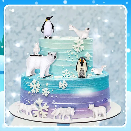 Vista 6 de 19 piezas de conjunto de figuras de animales árticos, diorama de hábitat de animales árticos, figuras de animales polares, osos polares, pingüinos