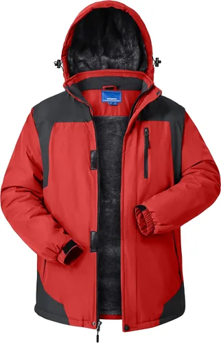 Vista 8 de Chaquetas de invierno para hombre, abrigos de esquí cálidos impermeables con capucha para clima frío