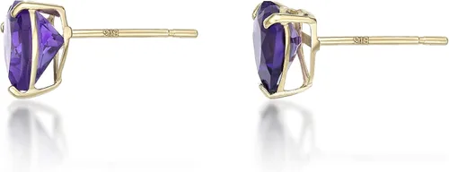 Vista 3 de Aretes de tuerca con forma de corazón con piedras preciosas de 0.236 in para mujer, en oro amarillo de 10 quilates con forma de corazón Lavari