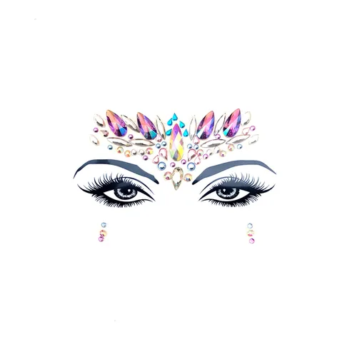 Vista 5 de Neva Nude Americana Crystal Jewel - Adhesivo de cristal para la cara, gemas para carnavales, Halloween, festivales, raves y fiestas, adhesivo