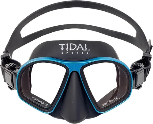 Vista 9 de Máscara Tidal Freedive - Aluma Pro con tecnología avanzada antivaho. Máscara de volumen ultra bajo para apnea, esnórquel y buceo. Lente de vidrio