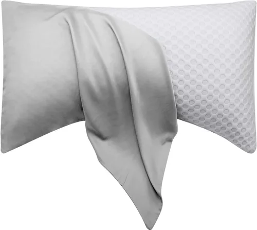 Vista 20 de Funda de almohada curvada para dormir de lado refrescante, tamaño Queen, 1 paquete de 20 x 30 pulgadas, color azul aguamarina Rayon Derived from