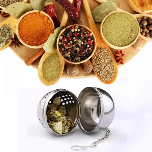 Vista 2 de 2 piezas de acero inoxidable forma de bola infusor de té Infusor de té de hoja de té filtro con asas filtro té