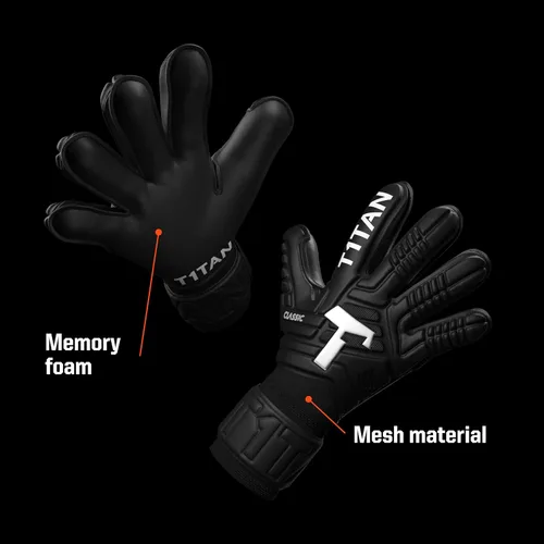 Vista 6 de T1TAN Guantes de Portero Clásicos 1.0 White-Out - Sin Protección para los Dedos - Guantes de Portero de Fútbol para Adultos - Guantes Profesionales