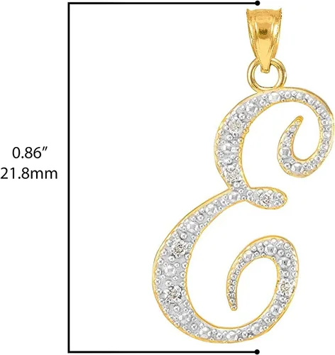 Vista 4 de Dije de oro de 14 quilates con inicial cursiva fina y colgante de 34 pulgadas (color J-K, claridad I1-I2), elección de letra inicial y color dorado