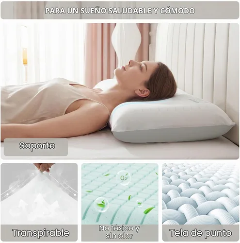 Vista 4 de Almohada de espuma viscoelástica refrescante, almohada de cama, almohada de cuello de tacto medio suave para dormir, almohadas de espuma