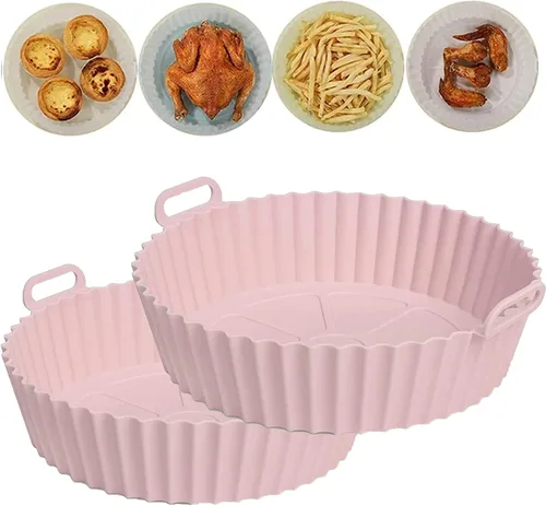 Vista 11 de Bandeja de silicona para hornear para freidora de aire, bandeja de silicona reutilizable para freidora de aire para canasta de 3.6 a 6.8 cuartos