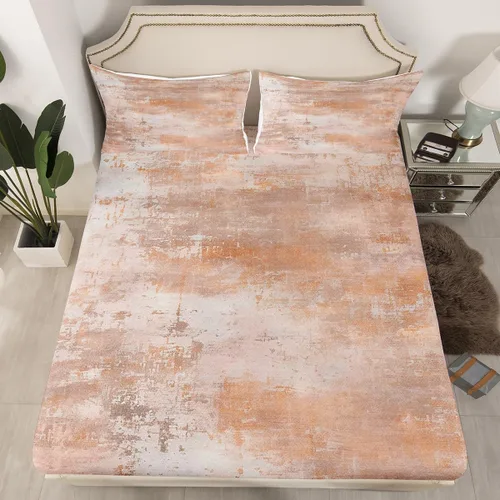 Vista 2 de Erosebridal Juego de sábanas tamaño individual con estampado de teñido anudado en acuarela, degradado beige y gris, para niños y adolescentes, juego