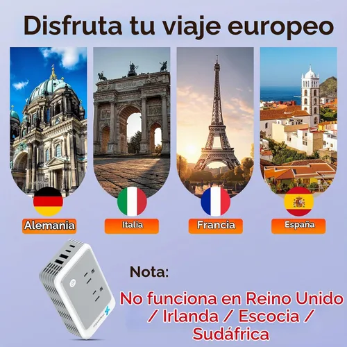 Vista 5 de Mapambo Convertidor de voltaje de 220 V a 110 V de EE. UU. a Europa para rizador y alisadores de cabello, convertidor de corriente para adaptador