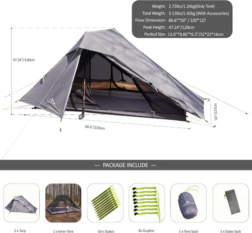 Vista 2 de Altair Dos - Tienda de campaña ultraligera para 2 personas, impermeable, compacta, 3 estaciones, refugio de doble pared para mochileros, camping