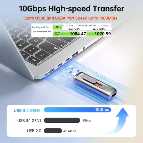 Vista 4 de SSK Unidad flash de 256 GB de memoria USB Push-Pull de hasta 1000 MB/s