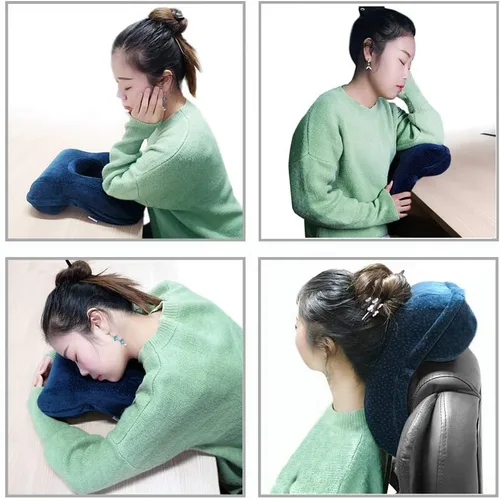 Vista 9 de WOWSEA Almohada suave con forma de dona, almohada ergonómica de algodón con memoria para dormir, almohada de siesta de escritorio de rebote lento