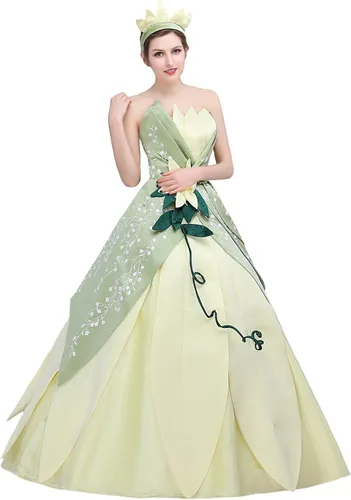 Vista 6 de Angelaicos Vestido de fiesta con diseño de hojas cosidas a mano para mujer forro polar verde con licencia oficial de star wars silent one crew