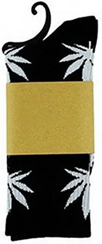 Vista 4 de Zando Calcetines de algodón con estampado de hojas de marihuana, unisex, coloridos, deportivos, cómodos, altos