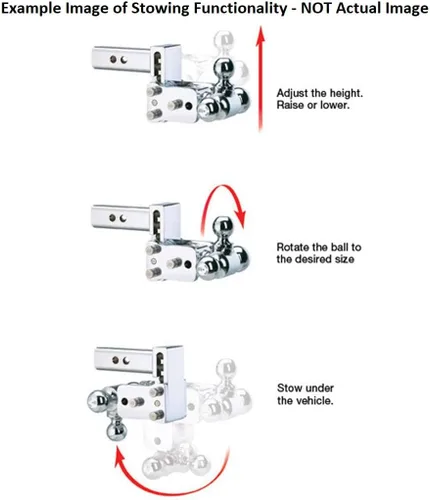 Vista 2 de B&W Trailer Hitches Soporte de bola de enganche de remolque ajustable cromado para remolque – Se adapta a receptor de 2 pulgadas, bola doble