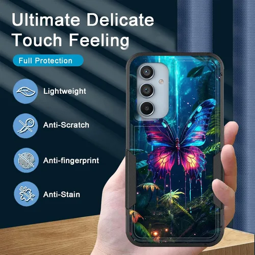 Vista 725 de Funda para Galaxy A14 5G, resistente de doble capa híbrida de policarbonato duro, goma suave, a prueba de golpes, funda protectora resistente