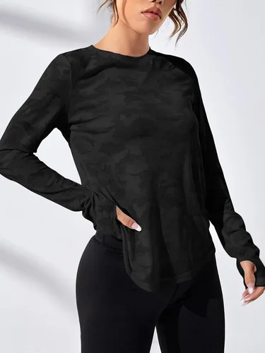 Vista 5 de SweatyRocks Camiseta deportiva ligera de manga larga para mujer, camiseta deportiva con espalda cruzada para yoga