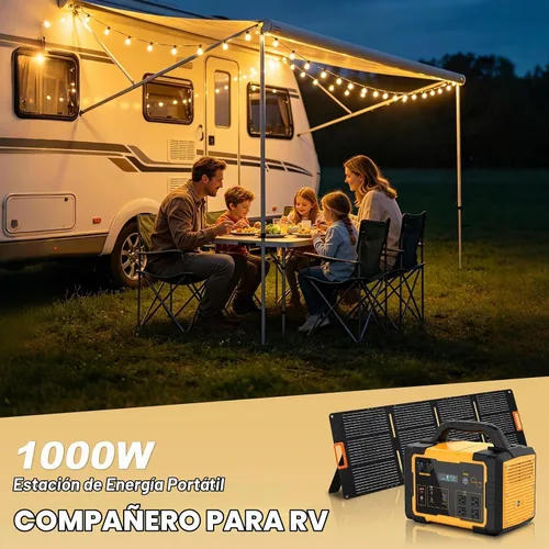 Vista 7 de 1000W Portable Power Station 1024Wh LiFePO4 for Outdoor & Home Yellow+200W Solar Panel