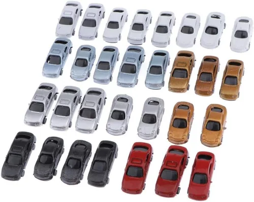 Vista 5 de LoveinDIY 30 unidades de autos miniatura surtidos para manualidades de diorama, escala Z 1:200, multicolor