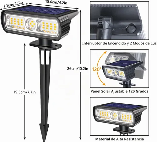 Vista 7 de Toodour Foco solar para exteriores, paquete de 2 luces solares