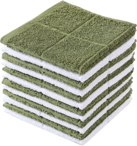 Vista 17 de Glynniss Trapos de cocina altamente absorbentes, 100% algodón, para lavar platos, limpieza (11 x 11 pulgadas, 12 piezas, blanco)