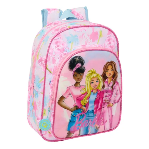 Vista 2 de Mochila Escolar Barbie Painterly Rosa Azul cielo 26 x 34 x 11 cm