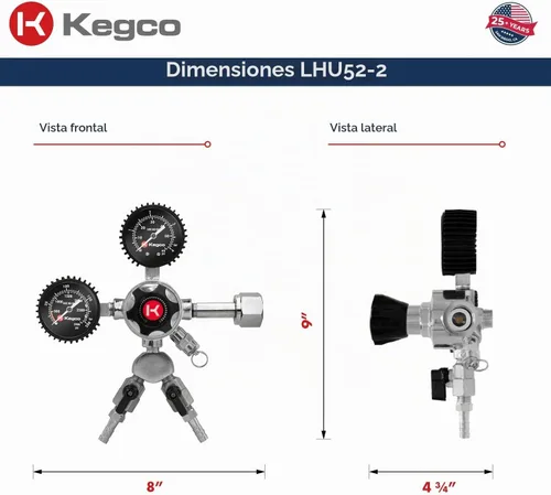 Vista 2 de Kegco Elite Series - Regulador de cerveza de barril de CO2 de doble calibre, 2 productos, cromo