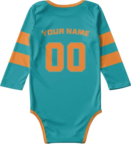 Vista 3 de Ropa de bebé personalizada de manga larga de fútbol ropa de bebé recién nacido, número de nombre personalizado, regalos de bebé niño niña