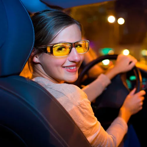 Vista 6 de URUMQI Lentes de conducción de visión nocturna para hombres y mujeres, lentes polarizados antirreflejos, lentes de noche HD amarillos