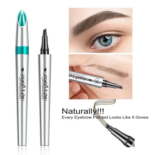 Vista 3 de Lápiz de cejas con microcabezal de 4 puntas, bolígrafo de microblading líquido para cejas, bolígrafo de cejas micro de 4 puntos de larga duración
