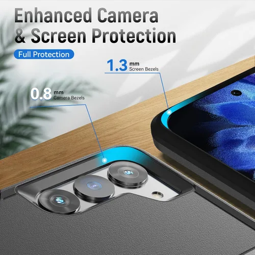 Vista 3 de Funda para Samsung Galaxy S23 con protector de pantalla HD, doble capa de grado militar probada contra caídas, resistente, a prueba de golpes, Negro