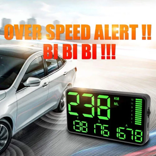 Vista 7 de ELING Velocímetro GPS universal Head Up C90 HUD Pantalla digital de velocidad MPH KM/H Proyector de velocidad de pantalla LED con alarma
