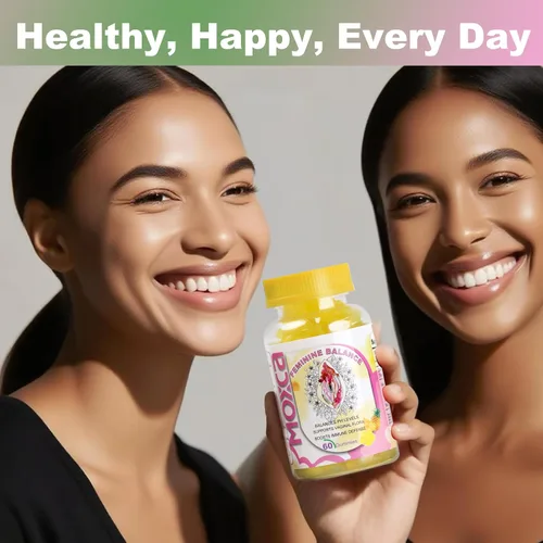 Vista 3 de Gomitas de equilibrio femenino para mujeres, probióticos, vitamina C, fruta de piña, apoya la salud vaginal, el equilibrio del pH para las mujeres