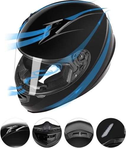 Vista 6 de GLX GX11 - Casco compacto de motocicleta, negro, pequeño, cara completa con visera tintada, aprobado por DOT El arte de la comodidad cómoda