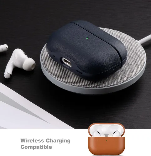 Vista 6 de Haobobro Leather Case [Top Grain Leather] for AirPods Pro 2 Leather Case - Handmade Air Pods Pro 2 Leather Case with Hand Strap - Leather Case for