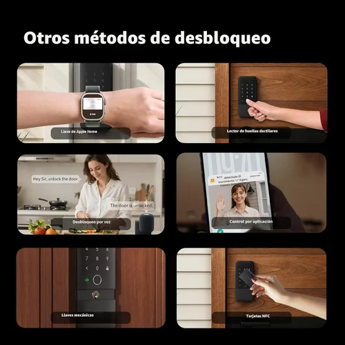 Vista 3 de Aqara UWB Smart Lock U400, Matter Over Thread, llave de Apple Home, cerrojo de entrada sin llave de huellas dactilares, teclado de pantalla táctil
