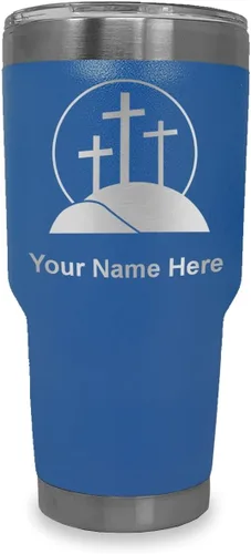 Vista 34 de LaserGram Vaso aislado al vacío de 20 onzas, cruz de calvario, grabado personalizado incluido (negro)