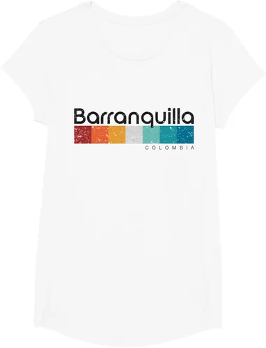 Vista 24 de Barranquilla Colombia - Camiseta de diseño vintage de estilo retro, Blanco, S