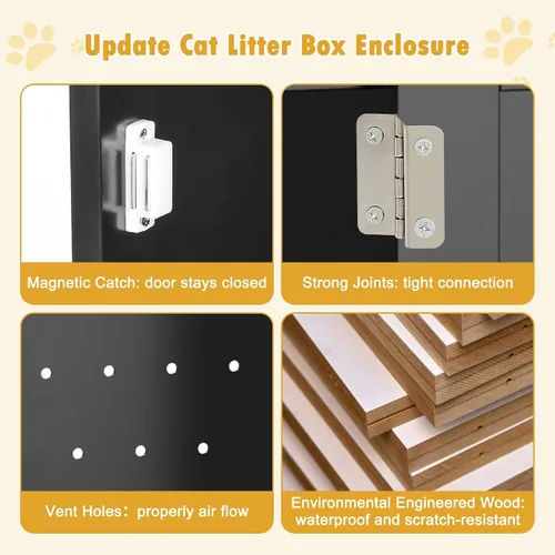 Vista 5 de Caja de arena para gatos, caja de arena oculta para gatitos, muebles para interiores, caja de gato, gabinete, casa, mesa auxiliar, mesita de noche