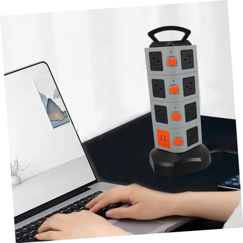 Vista 4 de Enchufe de alimentación con puertos de carga USB, protector de sobretensiones, placa de alimentación para el hogar y la oficina, extensión de carga