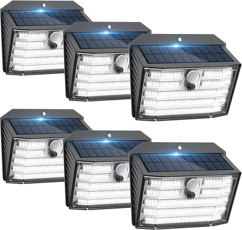 Vista 12 de CLAONER Luces solares para exteriores [126 LED], luces inalámbricas con sensor de movimiento, luces de seguridad impermeables IP65, 3 modos, ángulo
