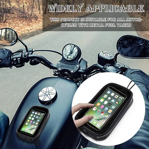 Vista 3 de Naysku Bolsa de tanque de motocicleta, soporte magnético para teléfono con conector para auriculares, bolsa transparente para tanque, bolsa