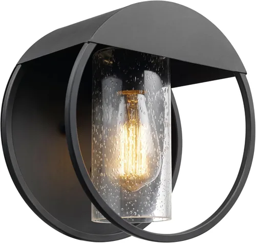 Vista 11 de Globe Electric 60000165 candelabro de pared para exteriores con 1 luz, color negro mate, con pantalla de vidrio esmerilado