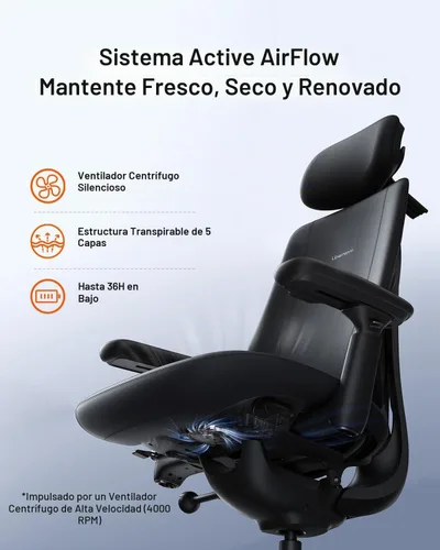 Vista 7 de LiberNovo Maxis Airflow - Silla de oficina ergonómica grande y alta
