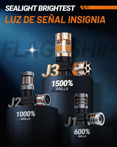 Vista 6 de SEALIGHT 3157 - Faros LED intermitentes anti-hiperflasheo, ventilador turbo, amarillo ámbar, 2700 K, repuesto para direccionales e intermitentes